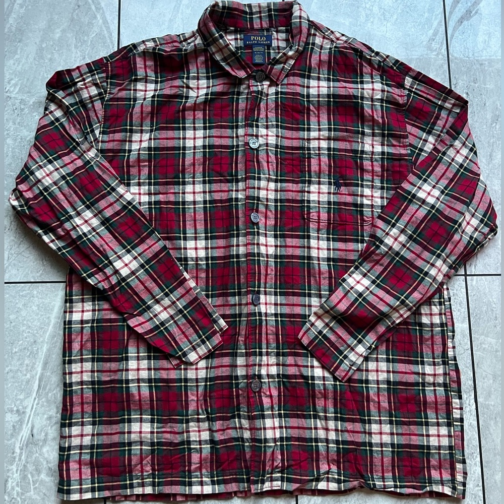 Polo Ralph Lauren Men’s Flannel Plaid Red Sleepwear Pajamas 100%Cotton Shirt XL